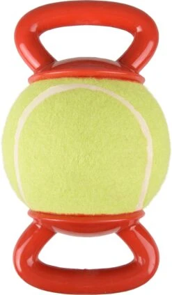Flamingo Jouet Chien Tpr Spela Balle De Tennis+2 Poignees Rouge Diamètre 13cm