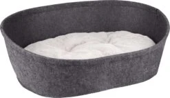 Flamingo Panier Xepp Feutre Oval Gris Foncé + Coussin Gris Clair 68x47x23cm