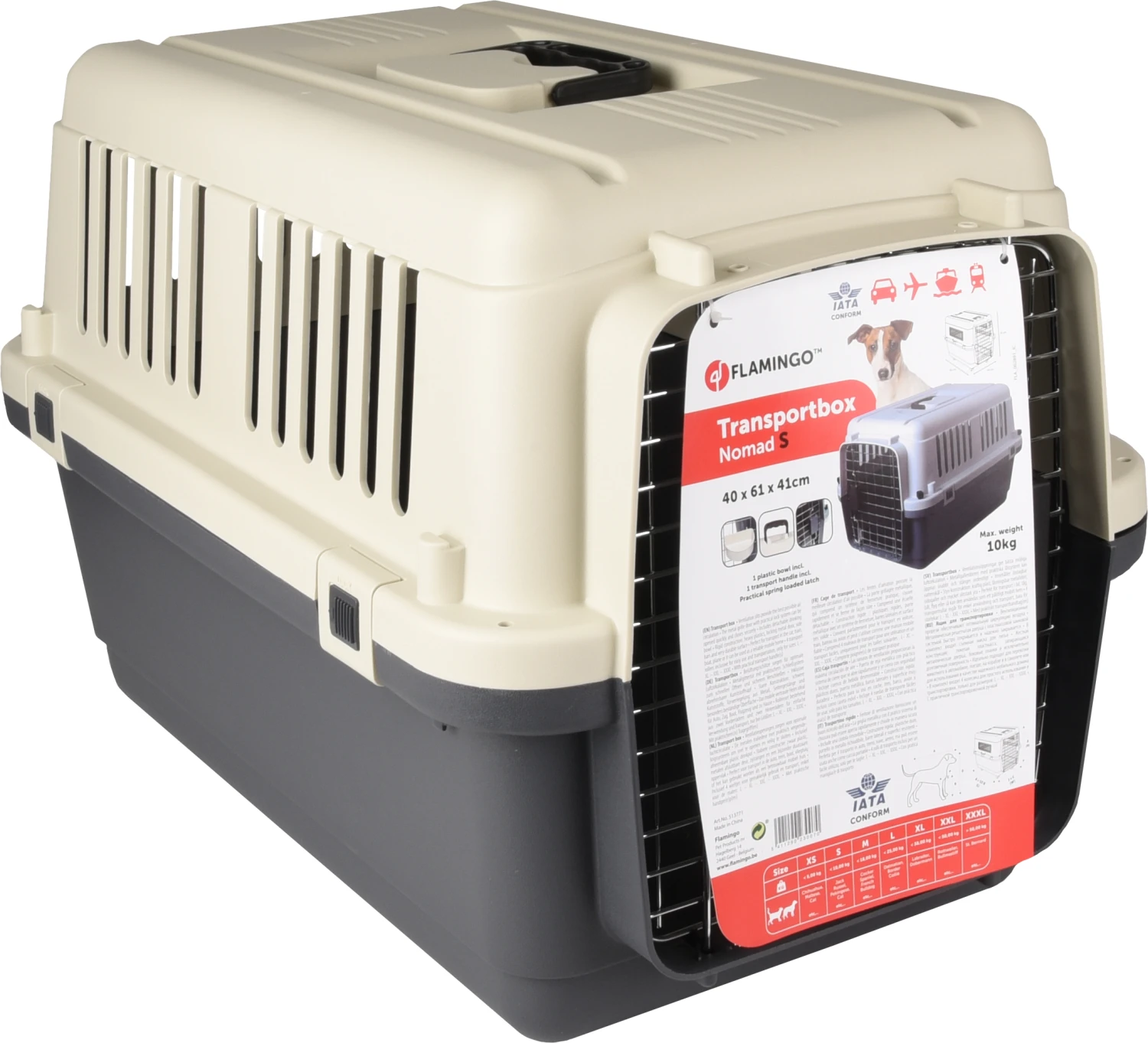 Flamingo Cage De Transport Nomad Gris S 40x61x41cm 2 Flamingo Cage De Transport Nomad Gris S 40x61x41cm – Image 2