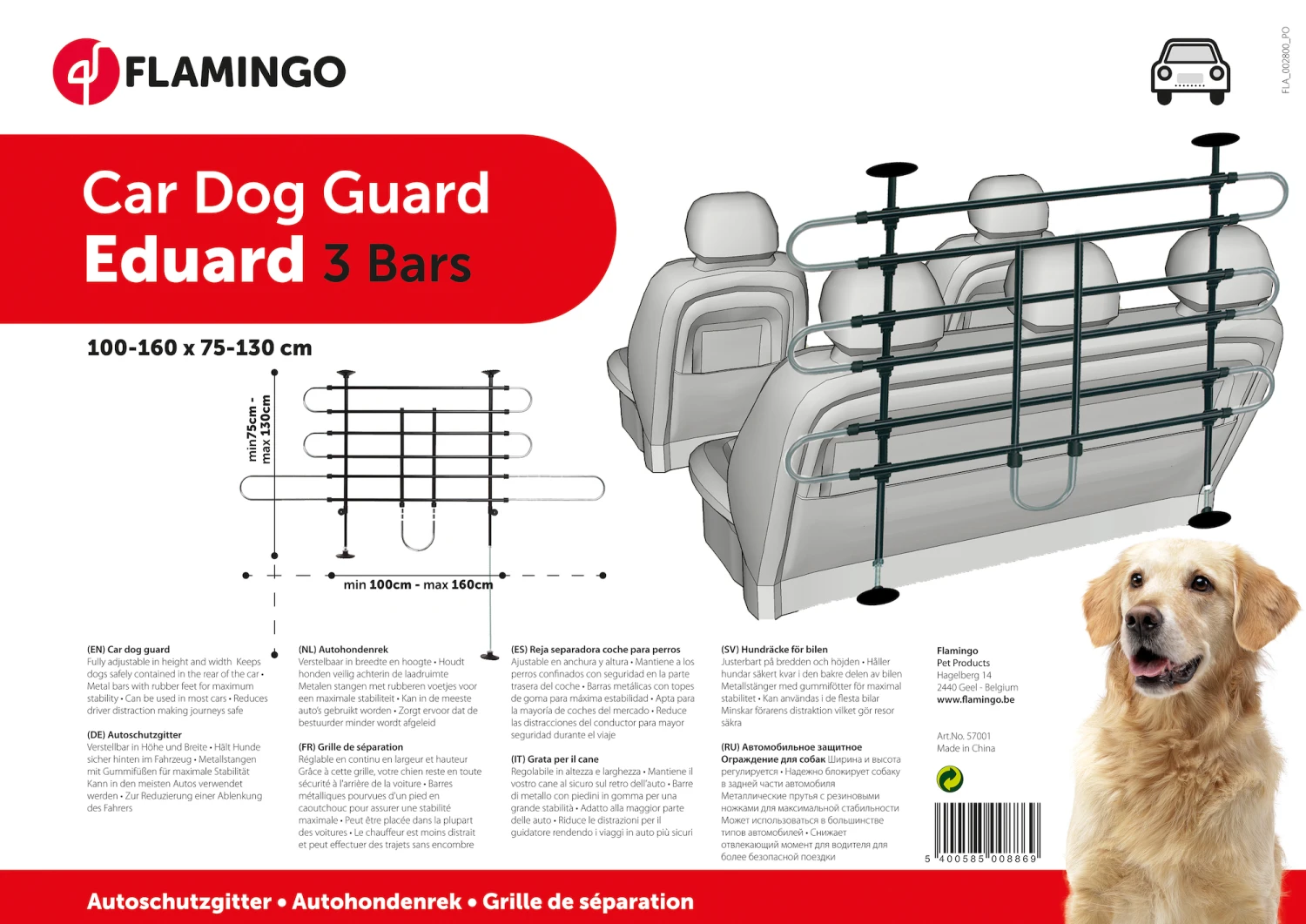 Flamingo Grille De Protection Pour Voiture Tara 100-160x75-130cm 2 Flamingo Grille De Protection Pour Voiture Tara 100-160x75-130cm – Image 2