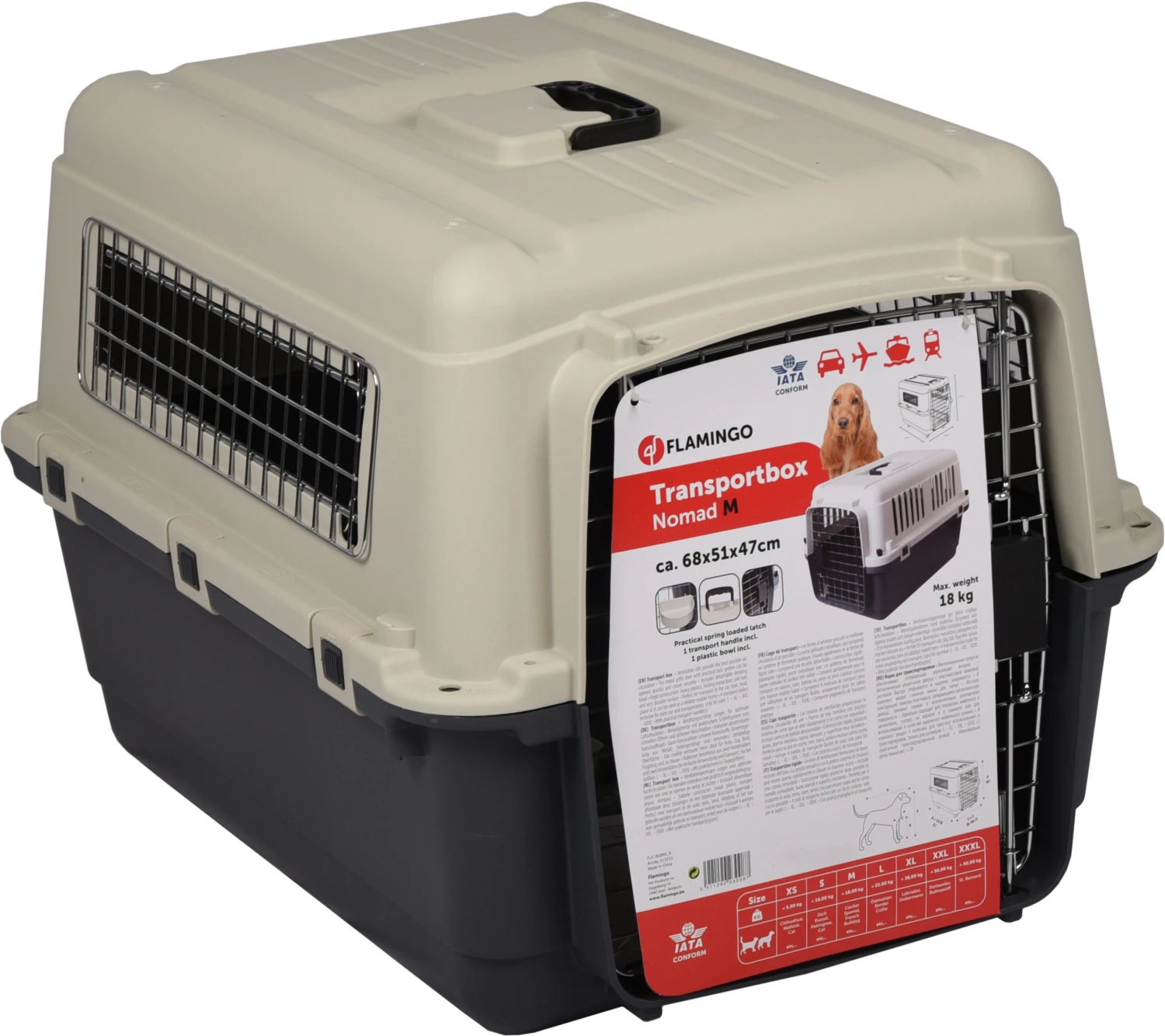 Flamingo Cage De Transport Nomad Gris M 53x67x47cm 2 Flamingo Cage De Transport Nomad Gris M 53x67x47cm – Image 2