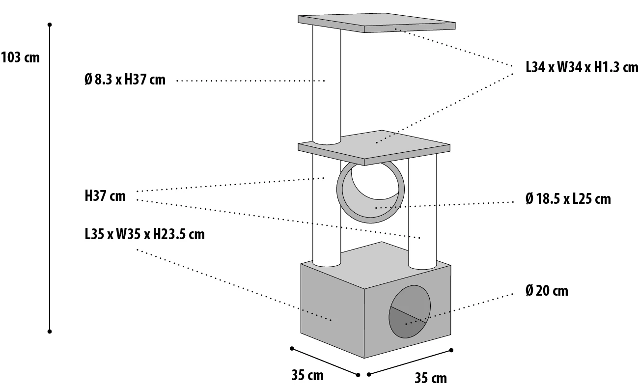 Flamingo Griffoir Baretti Gris 35x35x103cm 2 Flamingo Griffoir Baretti Gris 35x35x103cm – Image 2