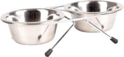 Flamingo Gamelle Pour La Nourriture Et L'eau Set + Support Arjun Inox 25cm 2500ml