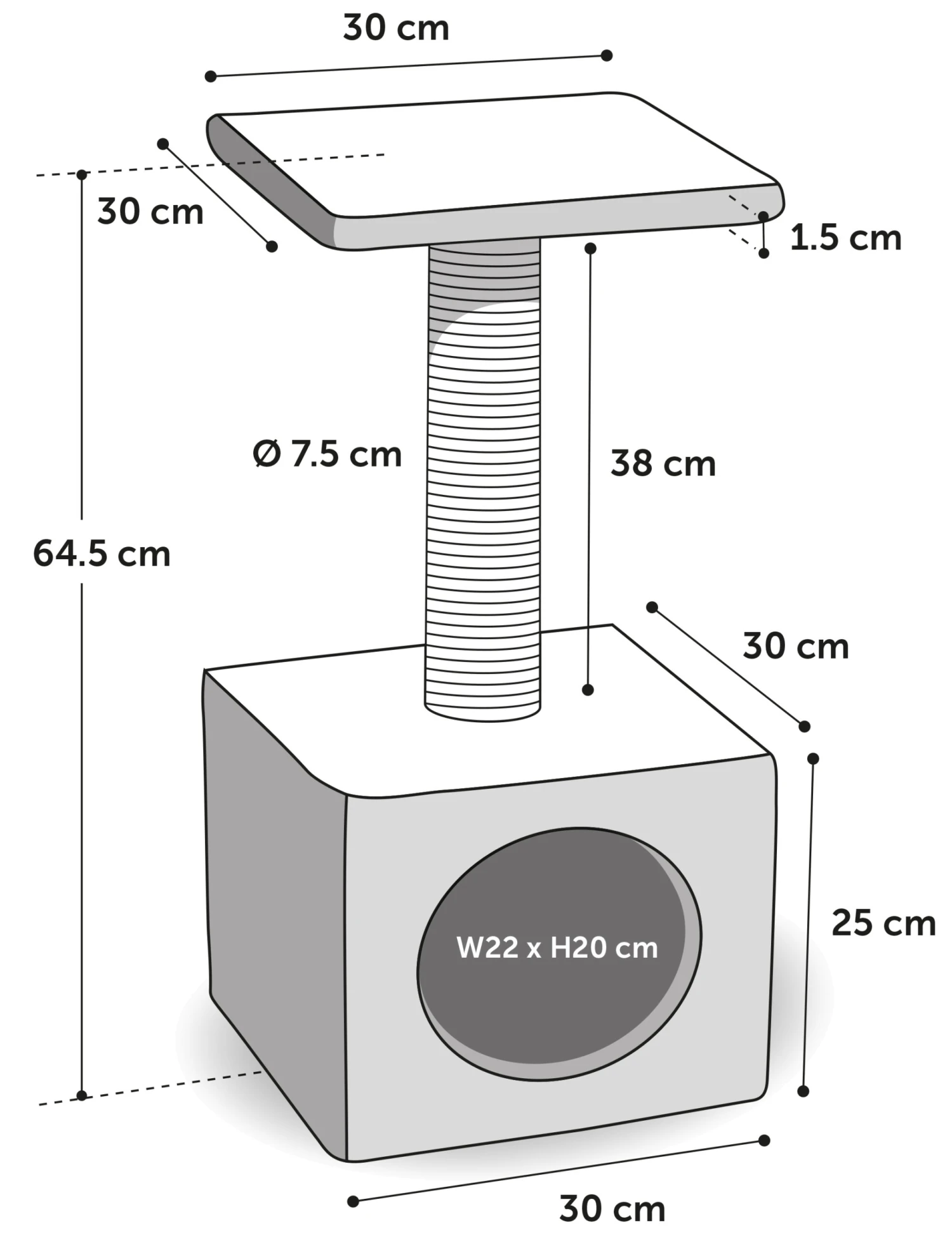 Flamingo Arbre à Chat Charles Gris 30x30x64,5cm 3 Flamingo Arbre à Chat Charles Gris 30x30x64,5cm – Image 3