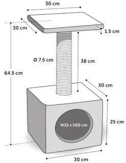 Flamingo Arbre à Chat Charles Gris 30x30x64,5cm -Flamingo ededae8fa84c3ee23e88295d8fdac43a630330cbecb16212852451036ebcf39e